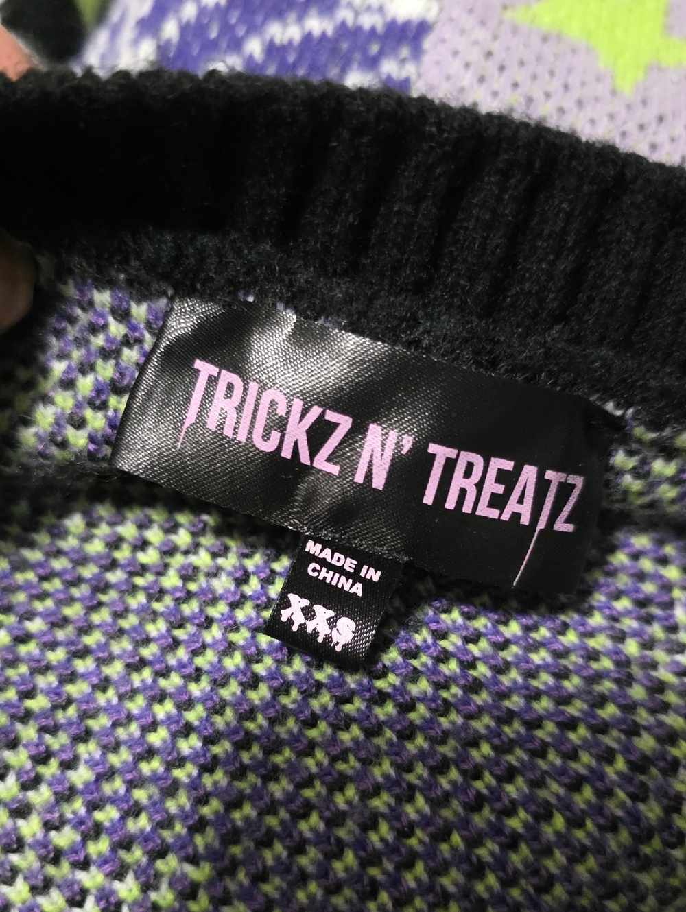 Dolls Kill Trickz N' Treatz Spooked Straight Oversized Knit Halloween Cardi XXS - Picture 11 of 12